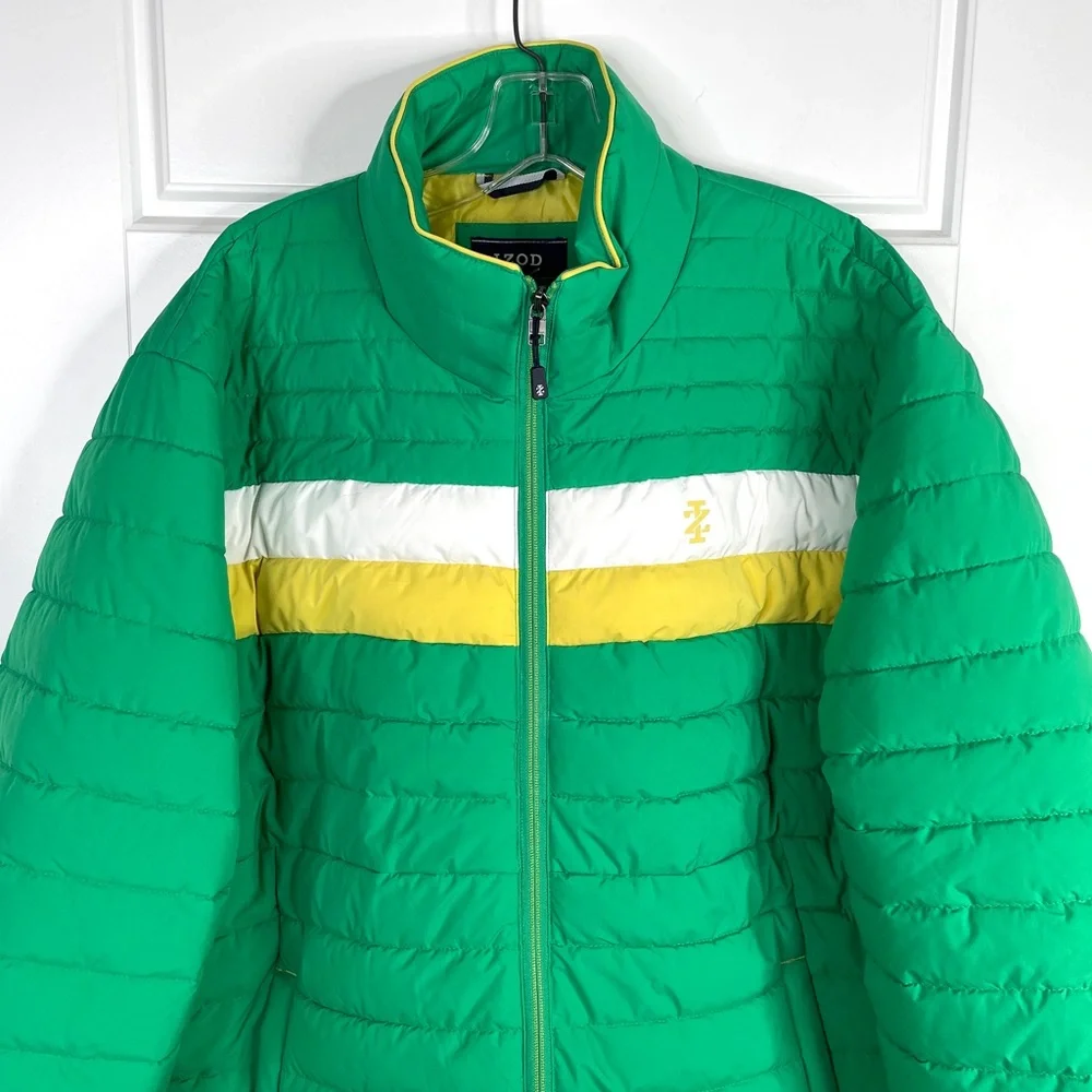 IZOD Mock Neck Quilted Puffer Jacket NEW Size XL Green